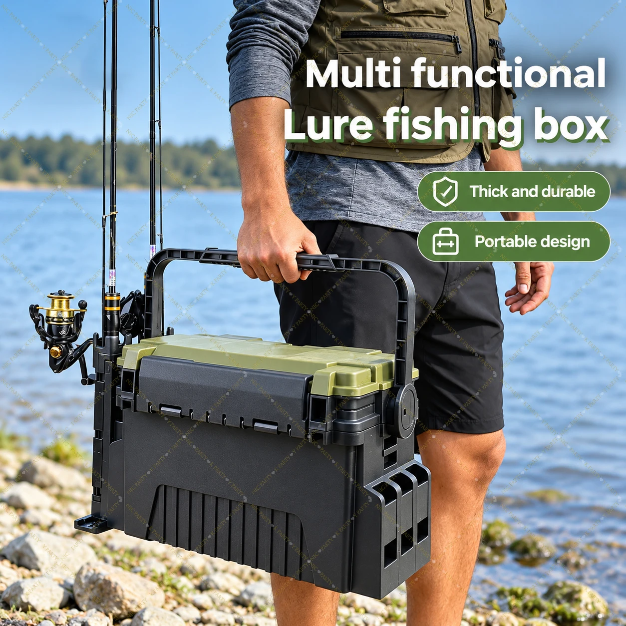 Fishing Kayak Crate - Ruime viskist met zitje, draagbaar, dubbele